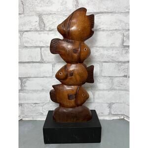 Carved Wood Fish Sculpture Hand Made in Thailand
